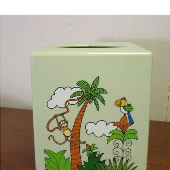 NWT Monkey Kingdom TissueBox Cover/Square Holder/Plastic Tropical Vintage RARE - Picture 5 of 7
